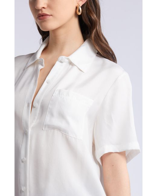 Nordstrom White One Pocket Short Sleeve Button-up Shirt