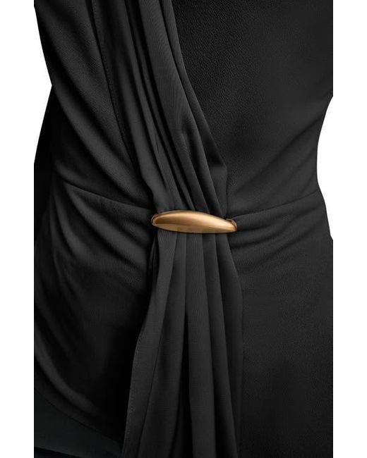 Donna Karan Black Wrap Front Long Sleeve Top