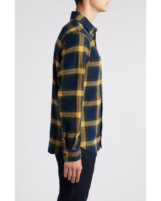 Schott Nyc Blue Two-Pocket Long Sleeve Flannel Button-Up Shirt for men