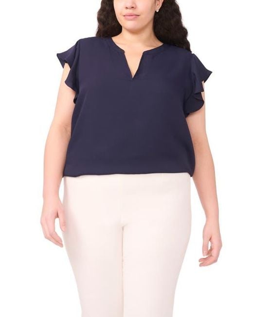 Halogen® Blue Flutter Sleeve Top