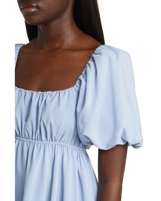 All In Favor Blue Puff Sleeve Babydoll Minidress In At Nordstrom, Size Large