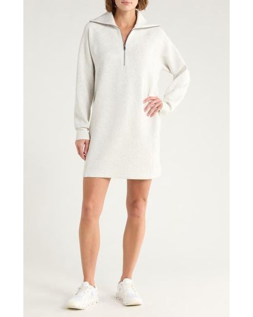 Spanx Heathered Half Zip Long Sleeve Dress in Natural | Lyst