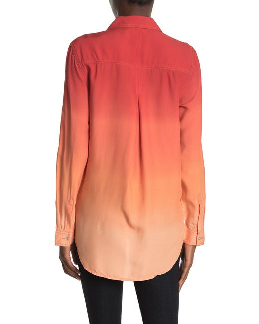 Beach Lunch Lounge Orange Chalanna Dip Dye Long Sleeve Shirt