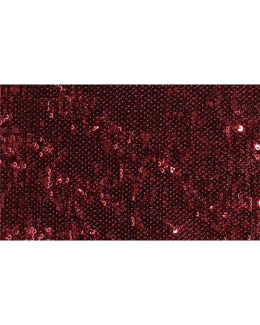 Boss Red Sequin Mock Neck Top