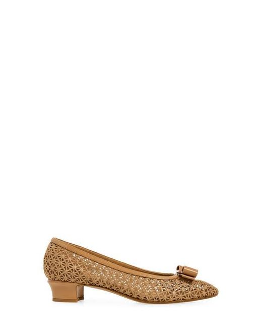 Ferragamo Natural Macramé Vara Bow Pump