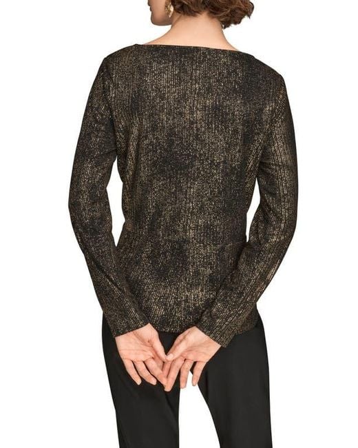 Donna Karan Black Metallic Long Sleeve Shirt
