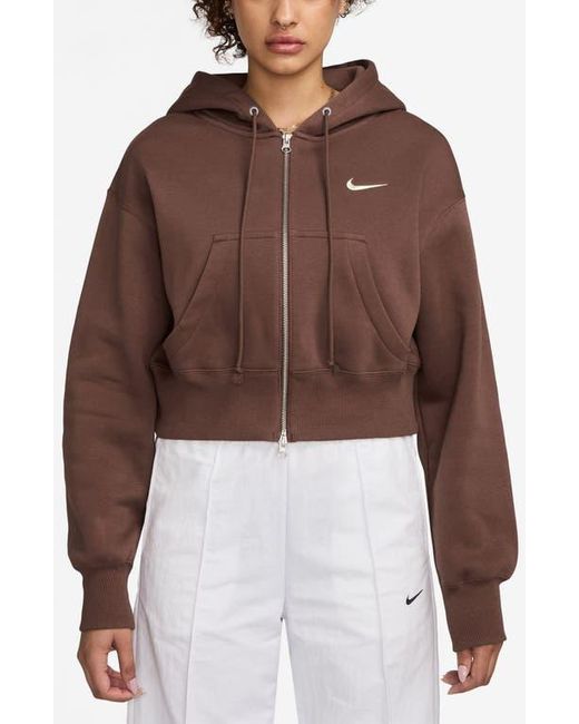 Nike Brown Phoenix Relaxed Fit Cotton Blend Fleece Hoodie