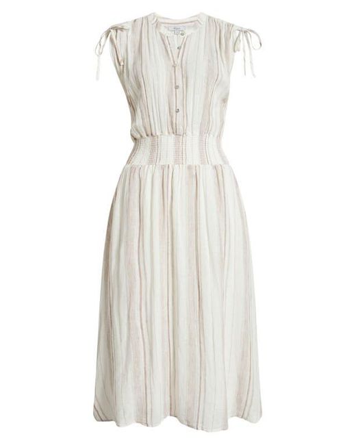 Rails White Melodie Linen Blend Stripe Midi Dress