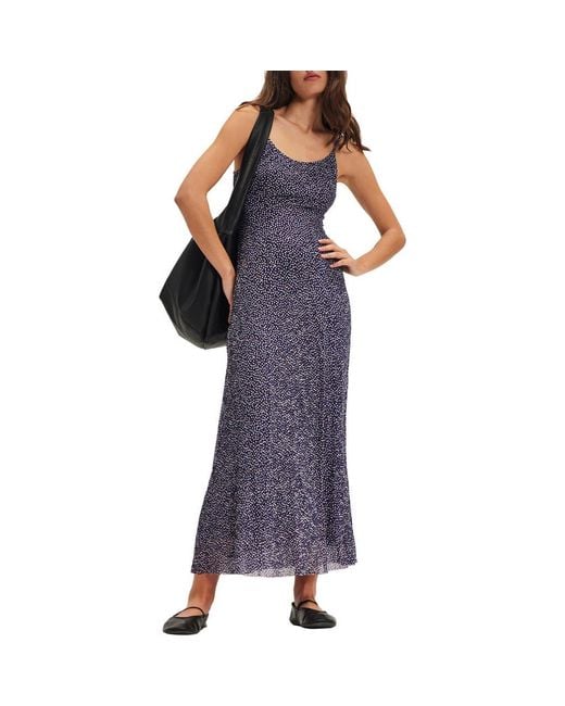 Free People Purple Zoey Printed Low Back Maxi Slipdress