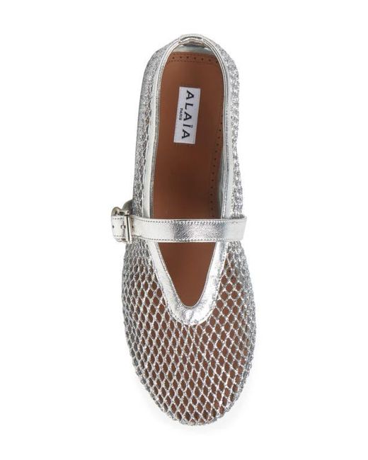 Alaïa Mesh Mary Jane Ballet Flat in White | Lyst