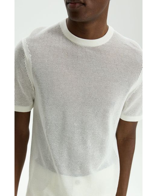 Theory White Cairn Open Stitch Cotton Blend Sweater for men