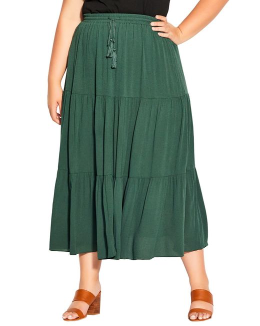 City Chic Green Paradise Drawstring Skirt