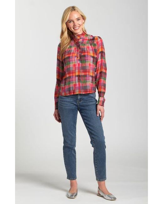 Apny Red Ruffle Half-Placket Shirt