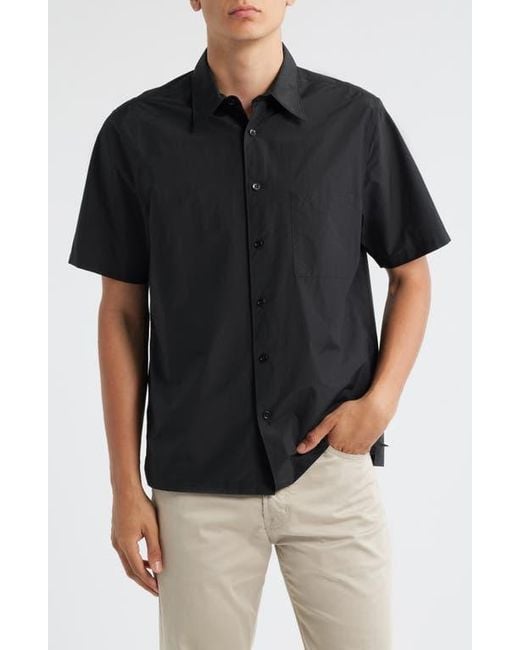 トップス Theory Soft Lawn Short Sleeve Cuff Shirt Theory Noll Soft Lawn Short Sleeve Button-Up Shirt in Black