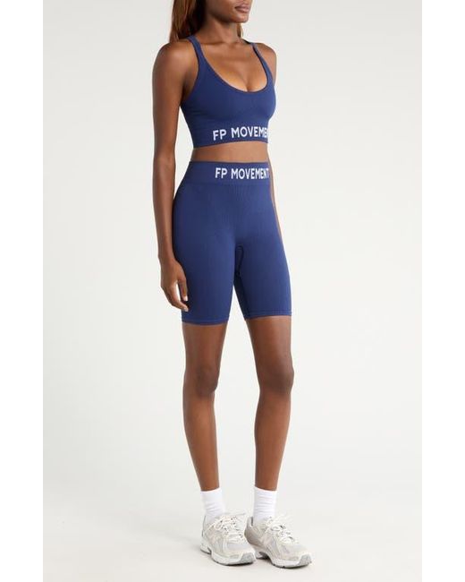 Free People Blue Fp Movement Long Haul Logo Sports Bra