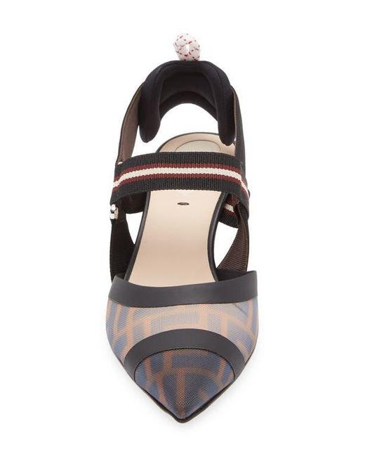 Fendi White Colibri Pointed Toe Slingback Pump