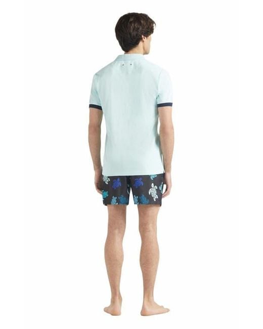 Vilebrequin Blue Solid Cotton Polo for men