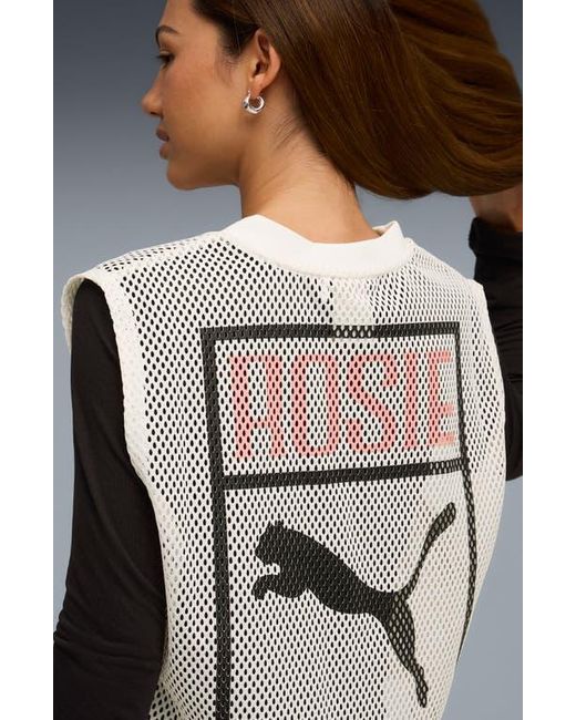 PUMA Gray X Rosé Sleeveless Mesh Crop Jersey