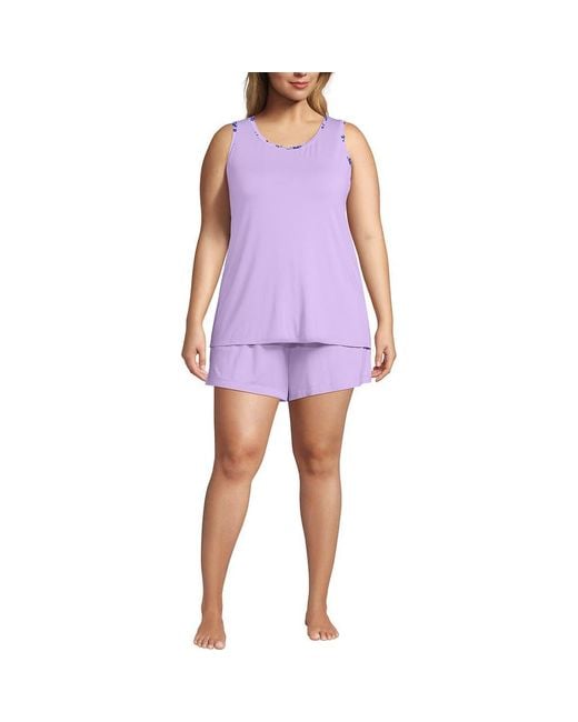 Lands' End Purple Cooling 3 Piece Pajama Set