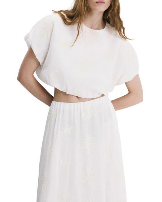 Mango White Embroidered Top