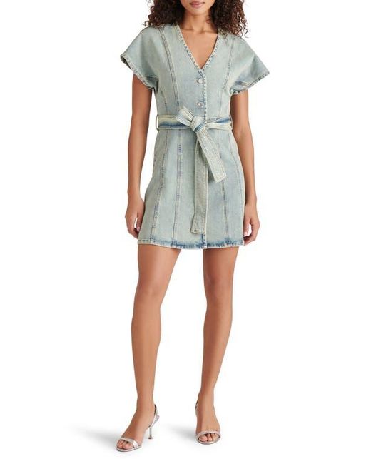 Steve Madden Blue Joelle Belted Denim Minidress