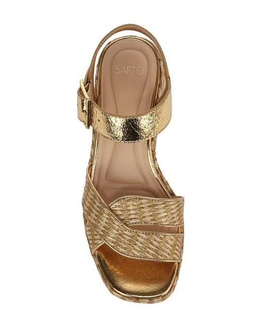 Sarto Metallic Tilly Ankle Strap Platform Wedge Sandal