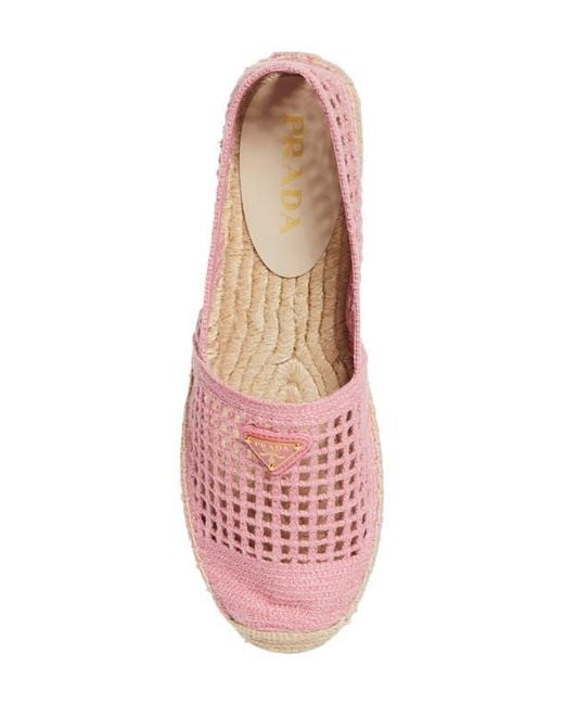 Prada Pink Crochet Espadrille Flat