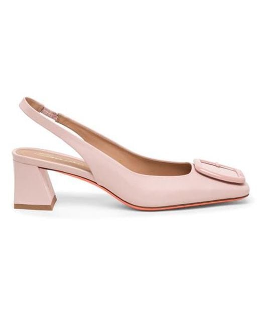 Santoni Pink Mid-Heel Slingback