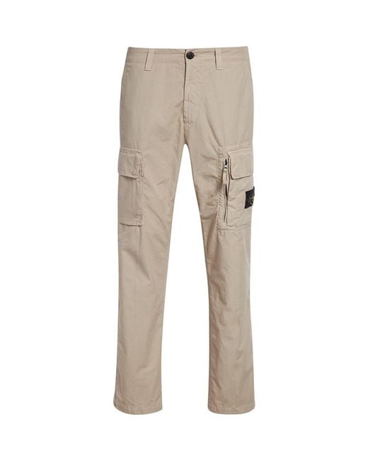 Stone Island Natural Cotton Canvas Cargo Trousers for men