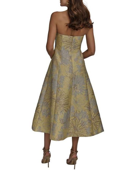 Donna Karan Metallic Floral Jacquard Strapless Cocktail Dress in Natural |  Lyst