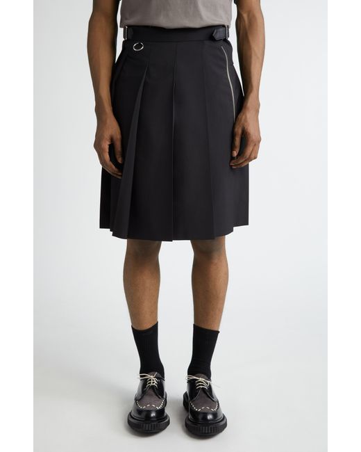 Undercover Black Pleated Layered Wool Blend Skirt for men