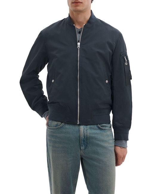Rag & Bone Blue Manston Nylon Bomber Jacket for men