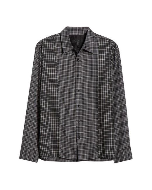 Rag & Bone Black Dalton Patchwork Cotton Blend Flannel Button-Up Shirt for men