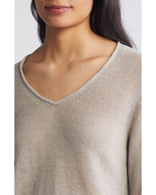 Tommy Bahama Gray Cedar V-neck Linen Sweater
