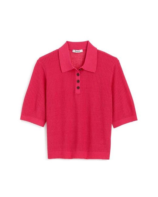 Madewell Red Short Sleeve Polo Sweater