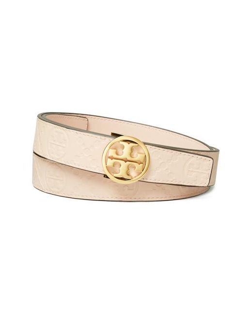 Tory Burch Natural Miller Debossed T Monogram Leather Belt