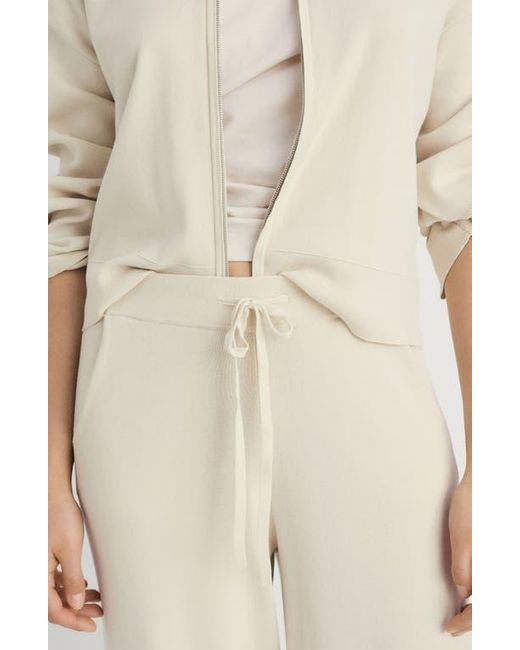 Mango Natural Wide Leg Rib Drawstring Pants