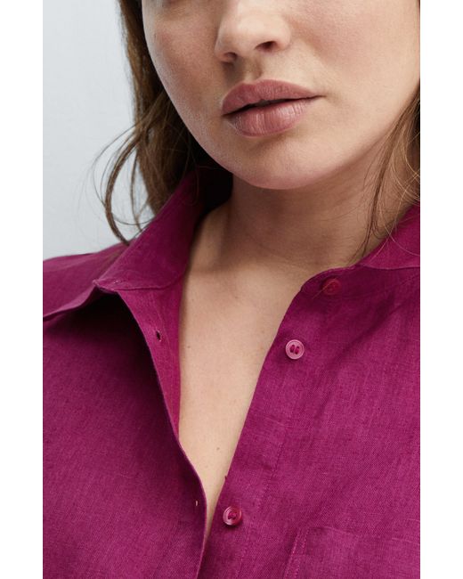 Mango Purple Lino Linen Button-up Shirt