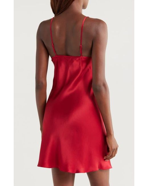 Etam Red Milky Lace Trim Silk Chemise