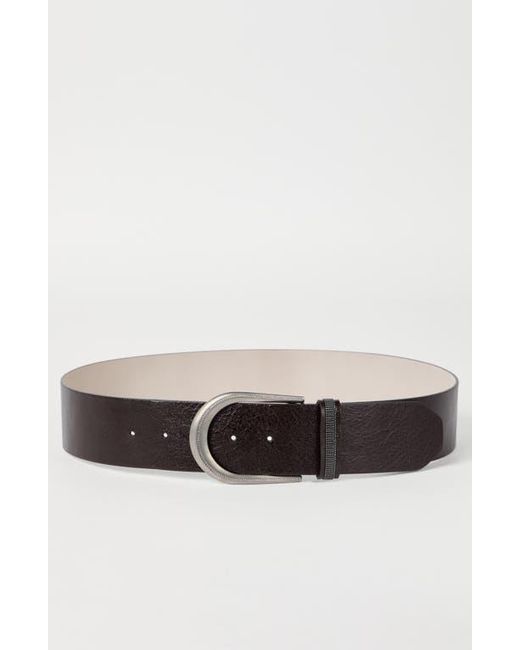 Brunello Cucinelli White Glossy Calfskin Belt