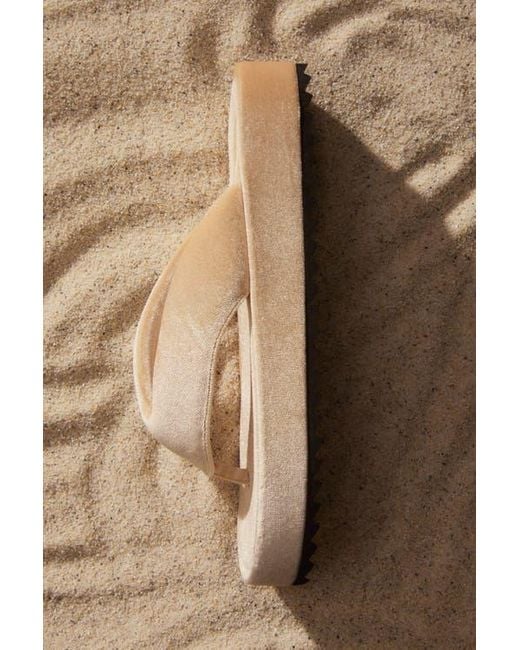 H&M White Velour Flip-Flops