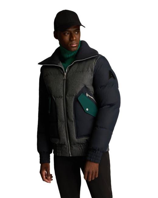 Alpenhaus Black Sebonack Quilted Denim-Look Bomber Jacket With Fold-Over Ribbed Collar for men