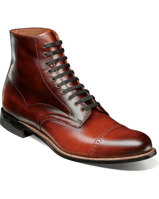 Stacy Adams Brown Madison Cap Toe Lace Up Boot for men