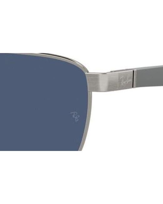 Ray-Ban Blue 60Mm Rectangular Sunglasses for men