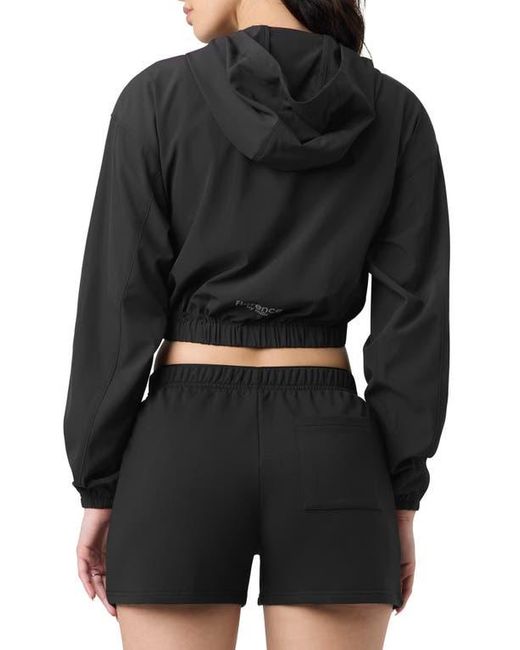 Florence By Mills Black Front Zip Hooded Crop Track Jacket