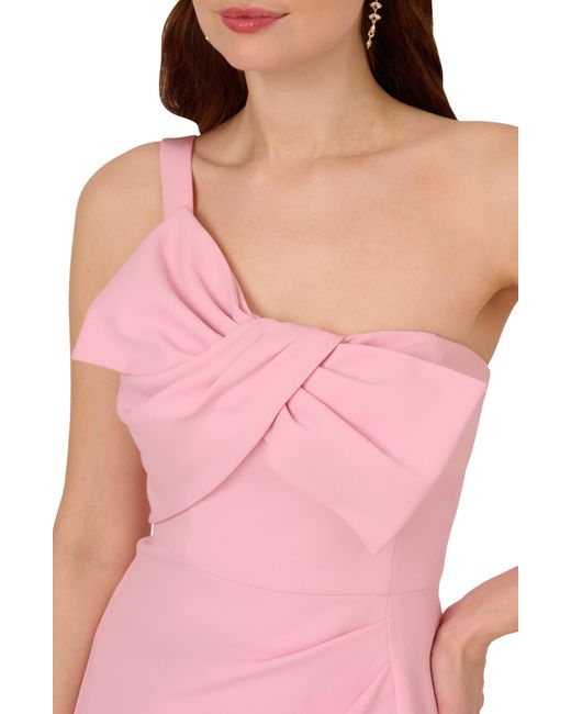 Adrianna Papell Pink One-shoulder Crepe Knit Cocktail Dress
