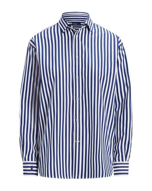 Polo Ralph Lauren Blue Stripe Relaxed Fit Cotton Button-Up Shirt