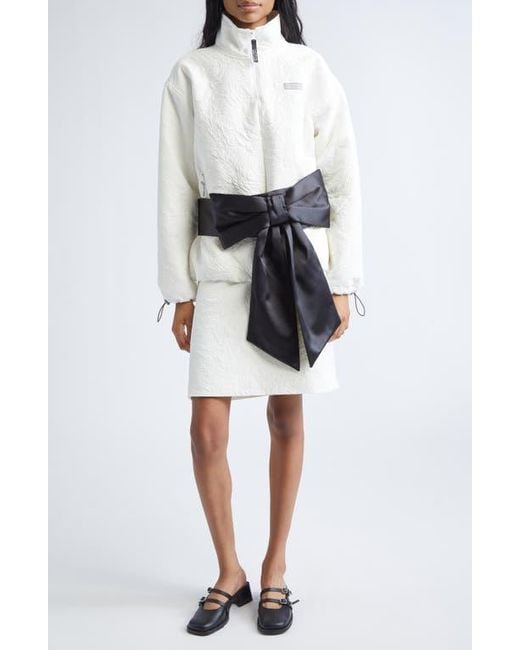 Sandy Liang White Ascher Jacquard Quarter Zip Top