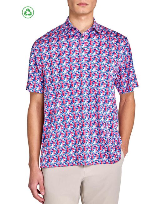 Con.struct Purple Regular Fit Stars & Stripes Recycled Performance Golf Polo for men