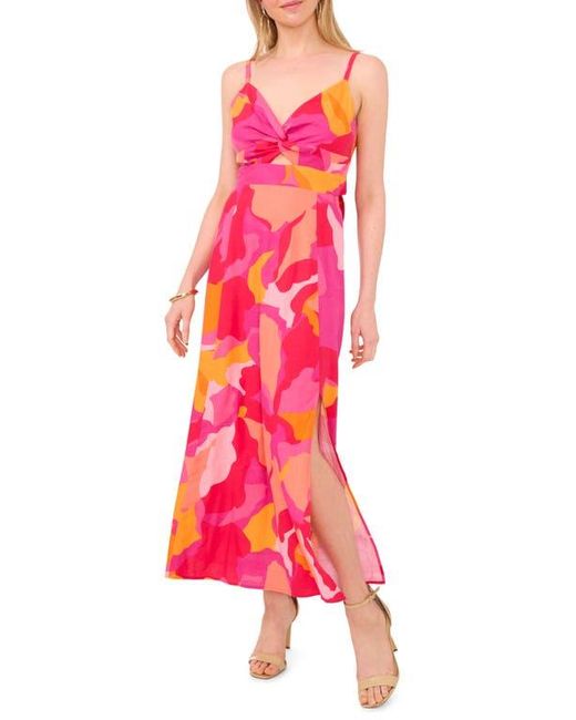 Halogen® Pink Printed Cutout Tie Back Maxi Sundress